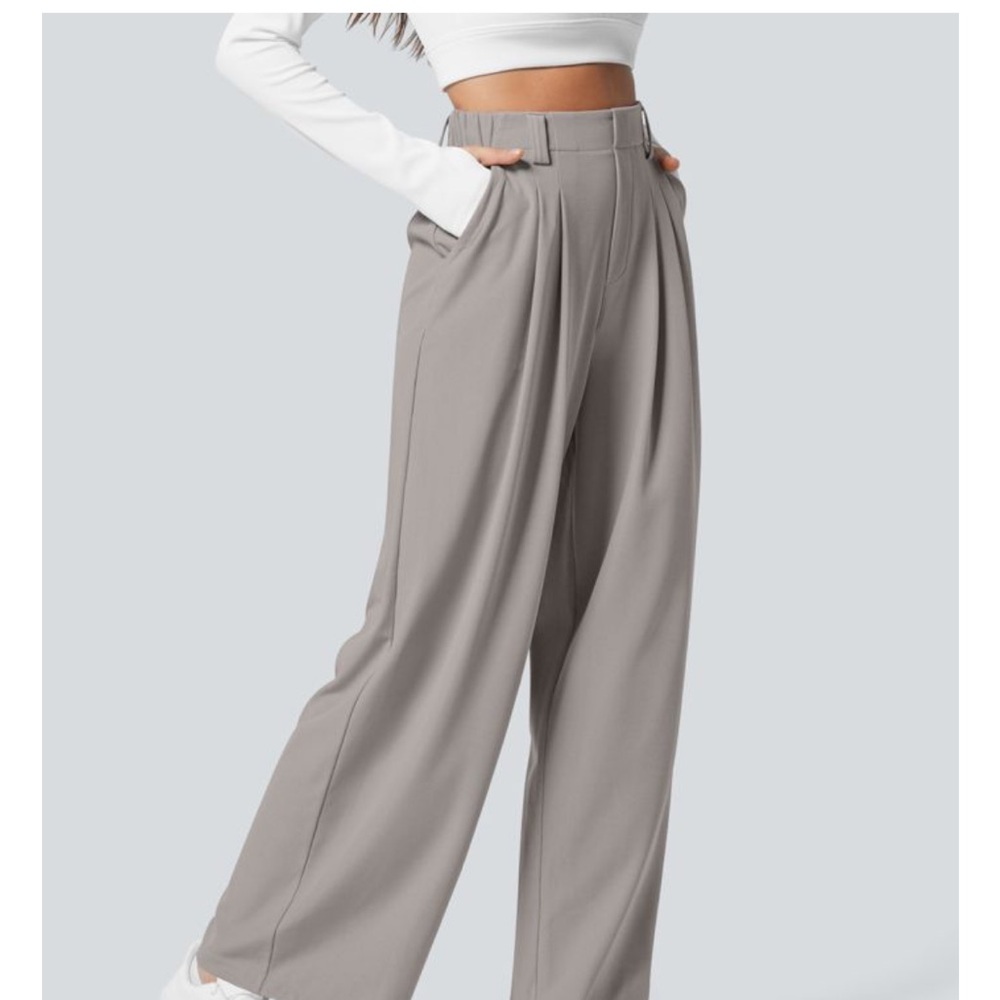 HALARA Flex high waisted pocket leg waffle work pants- grey